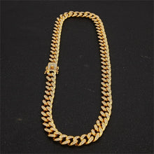 Load image into Gallery viewer, 13mm Iced Out Cuban Necklace Chain Hip Hop Jewelry Choker Gold Silver Color Rhinestone CZ Clasp for Mens Rapper Necklaces Link
